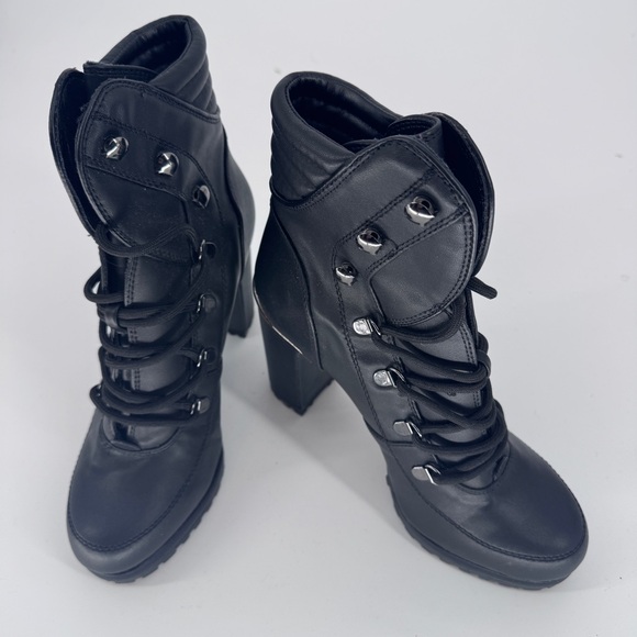 Dkny Shoes - DKNY Black Lace Up High Heel Boots Womens Sz 8.5 chunky moto whimsigoth leather